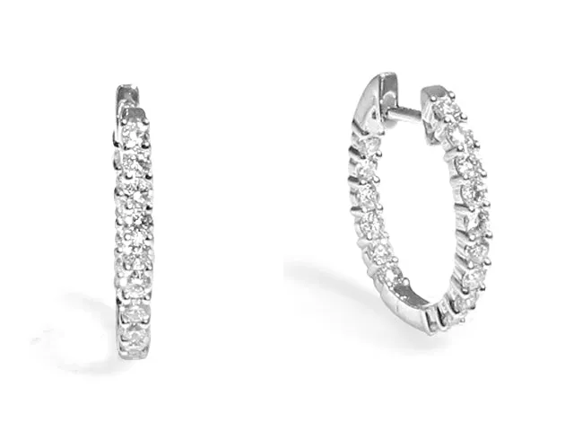 0.96ctw Inside And Out Diamond Hoops