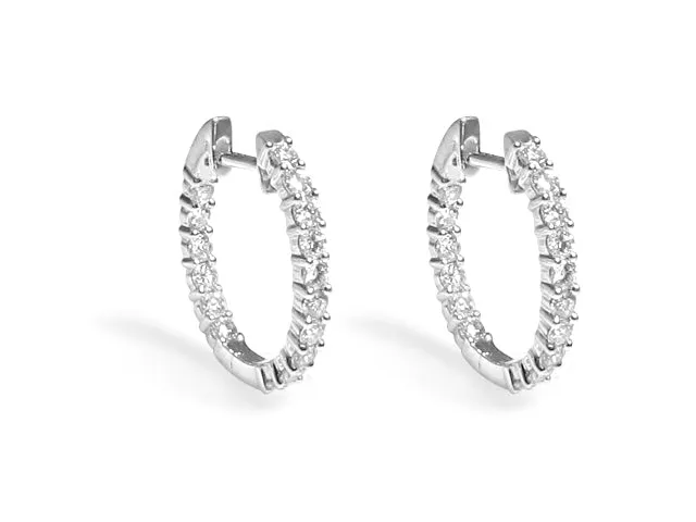 0.96ctw Inside And Out Diamond Hoops