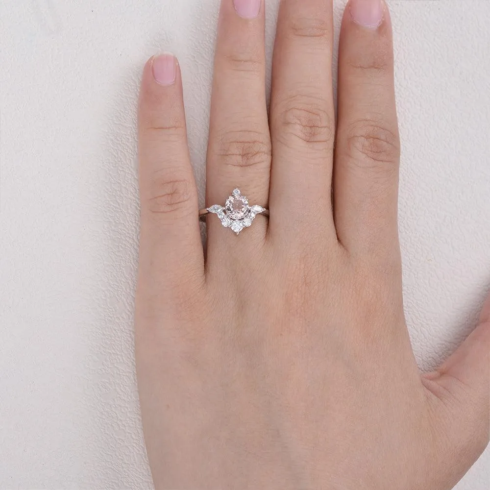 1.0ct Peachy Morganite Half Cluster Ring