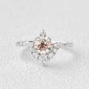 1.0ct Peachy Morganite Half Cluster Ring