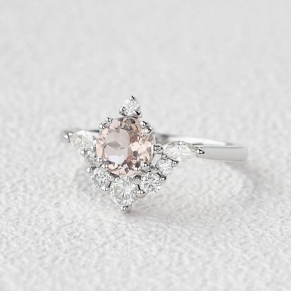 1.0ct Peachy Morganite Half Cluster Ring