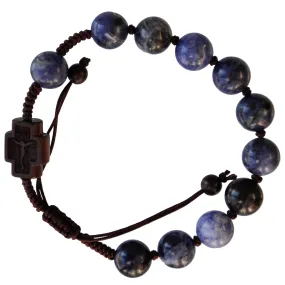 10mm Adjustable Sodalite & Jujube Wood Rosary Bracelet