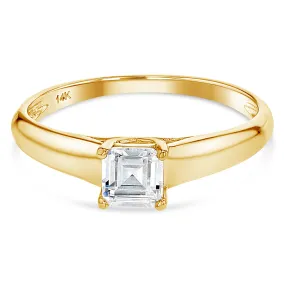 14K Gold  0.75 Princess Cut CZ Wedding Engagement Ring