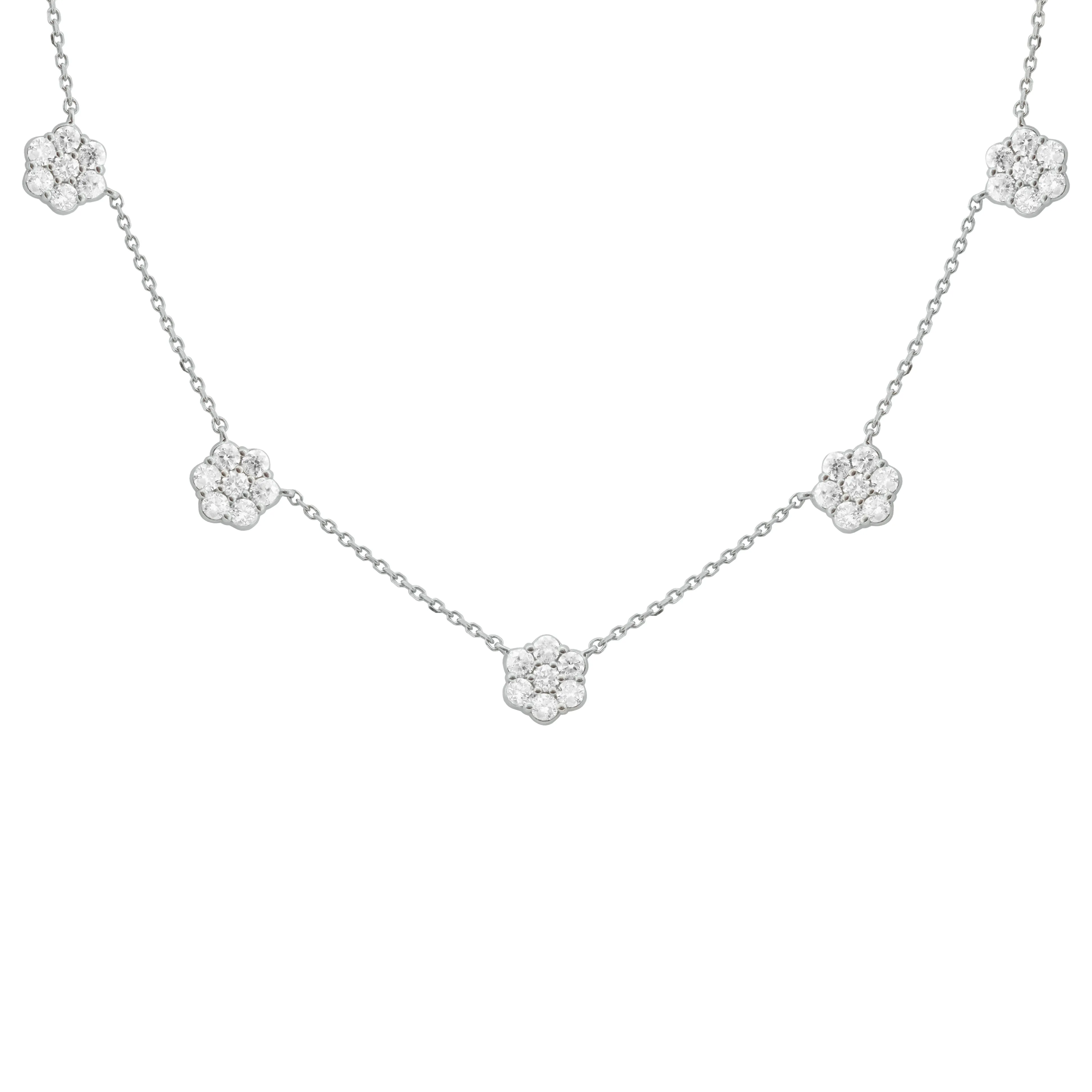 14K GOLD DIAMOND CHRISTIE FIVE FLOWER NECKLACE