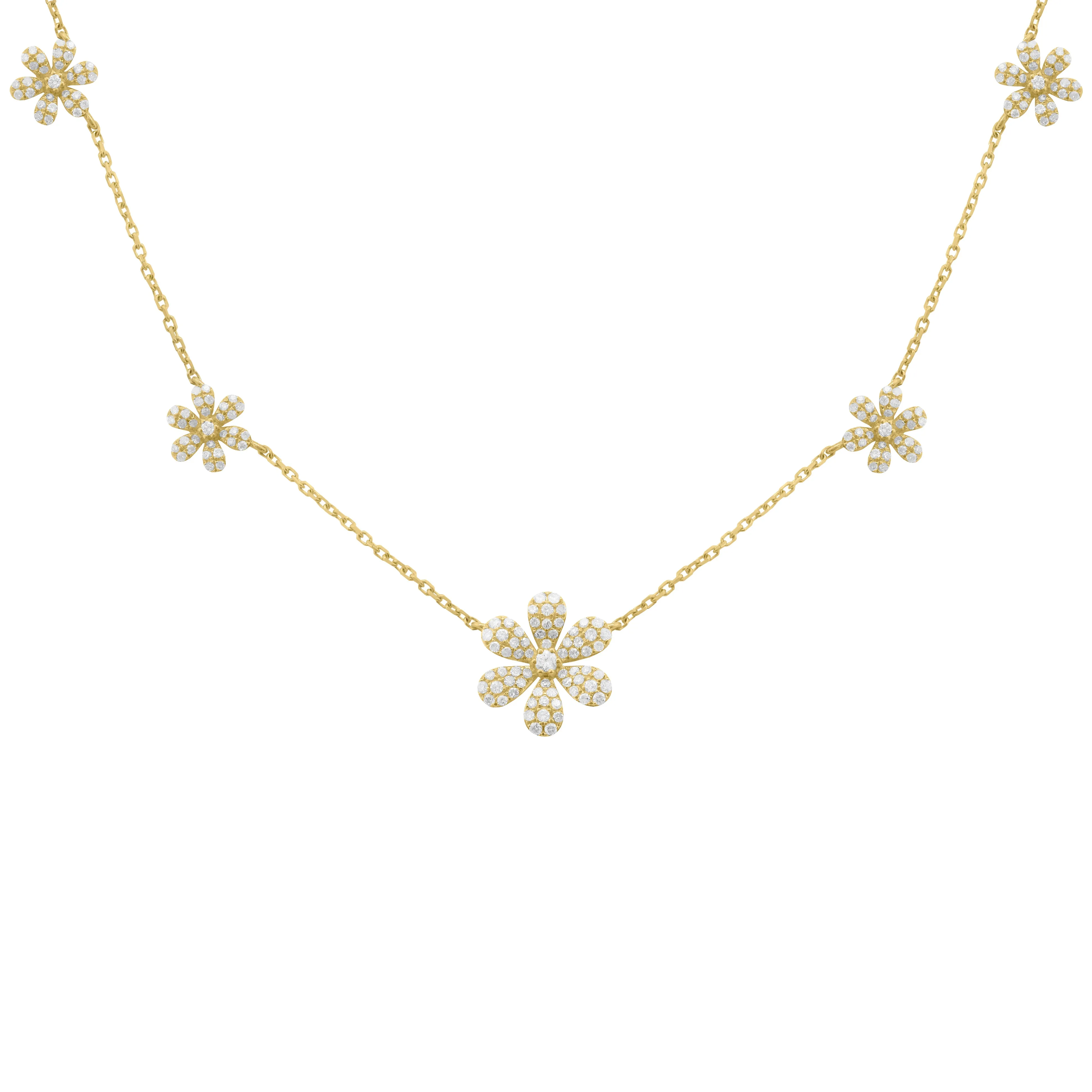 14K GOLD DIAMOND GOLDIE FLOWER NECKLACE