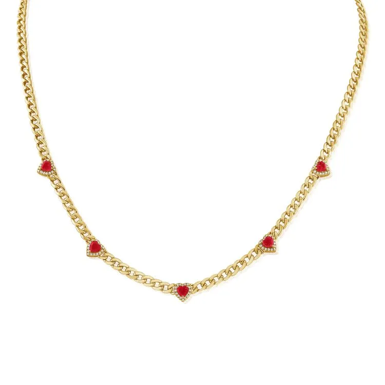 14K GOLD DIAMOND RUBY SHANA HEART NECKLACE