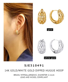 14K Gold Dipped Huggie Hoop Earrings