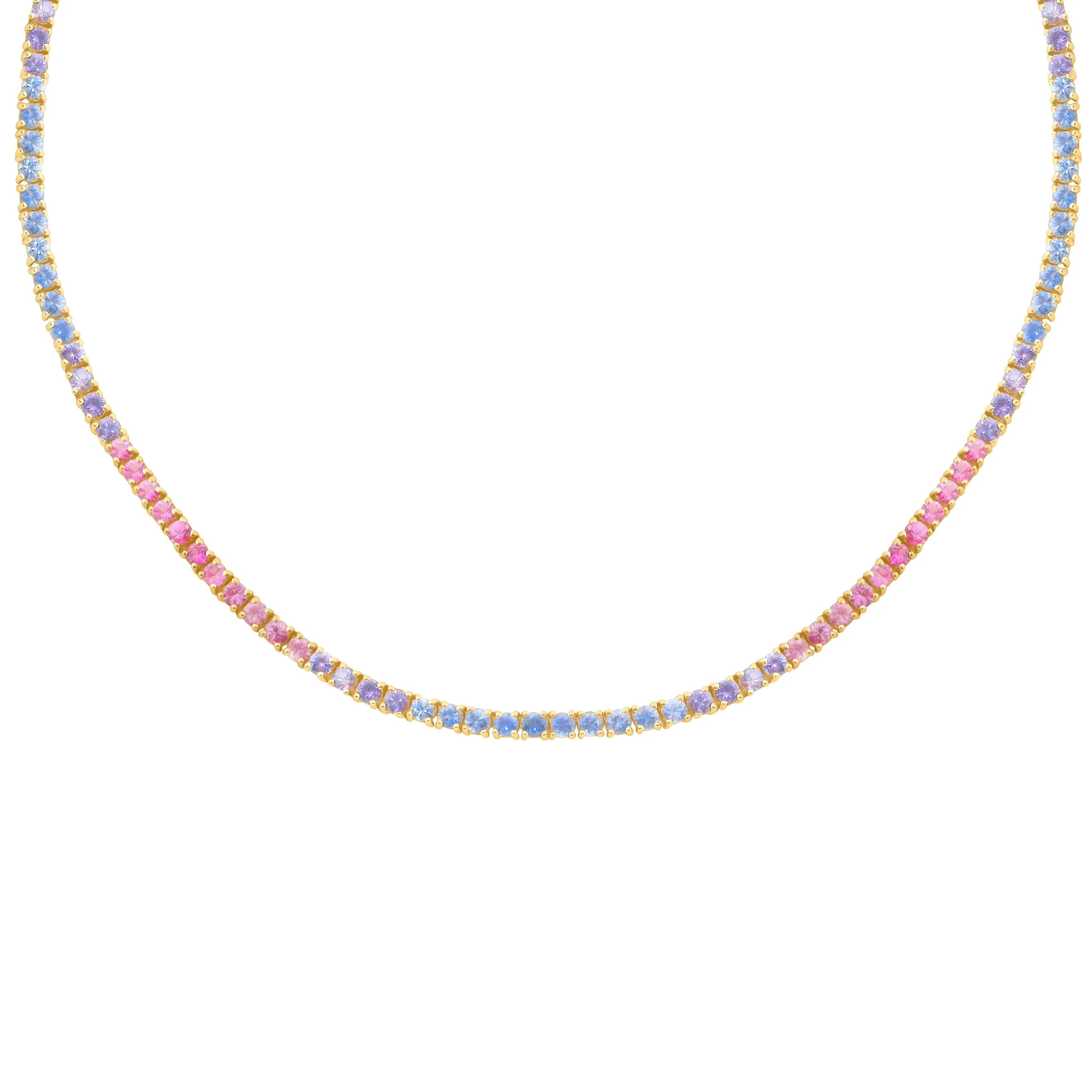 14K GOLD MULTI COLOR SAPPHIRE MORGAN TENNIS NECKLACE