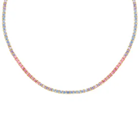 14K GOLD MULTI COLOR SAPPHIRE MORGAN TENNIS NECKLACE