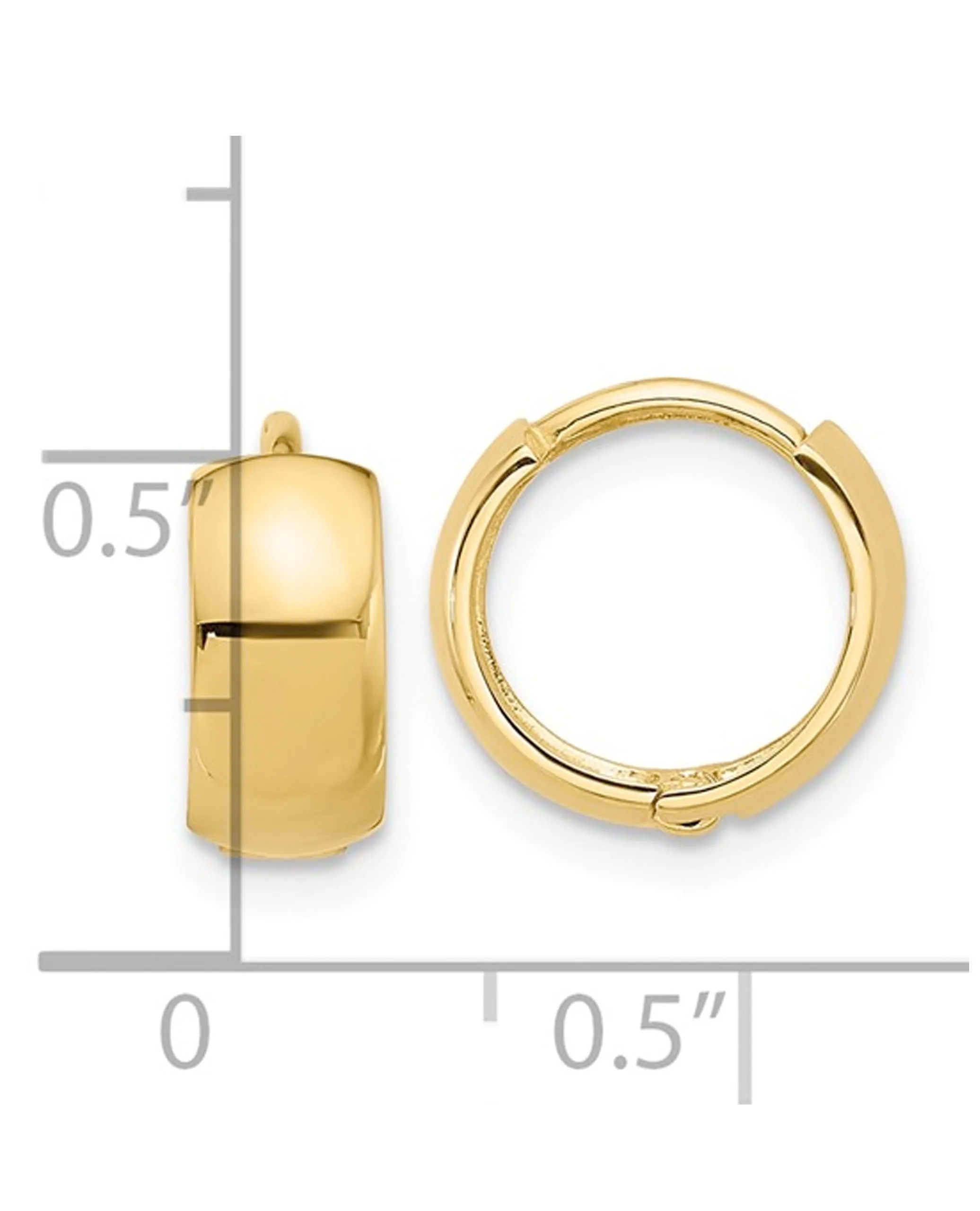 14k Polished 5mm Hinged Huggie Hoop Earrings