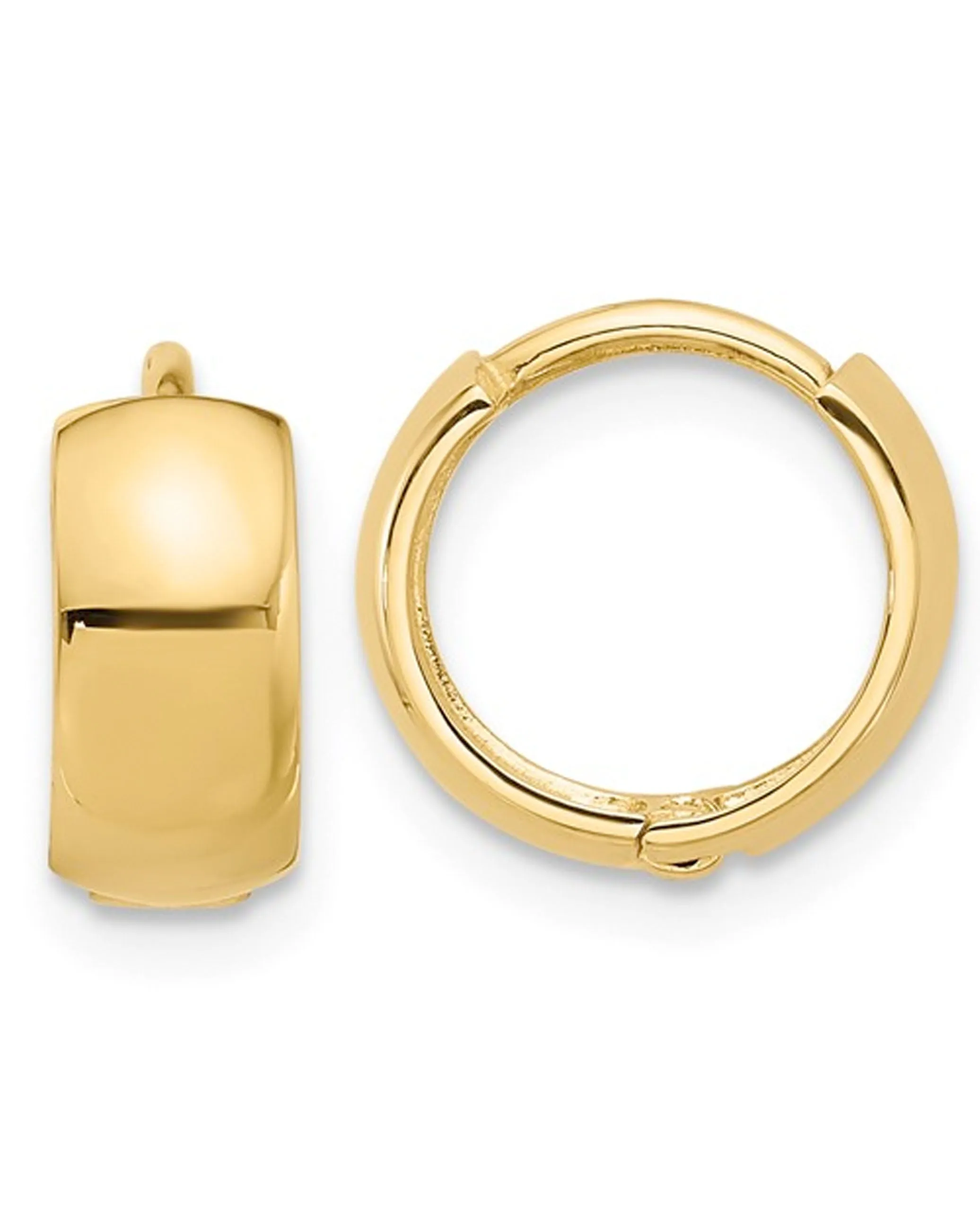 14k Polished 5mm Hinged Huggie Hoop Earrings