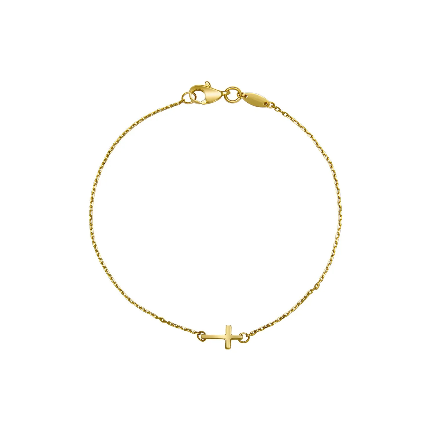 14K SIDEWAYS PLAIN CROSS BRACELET  (BRTG33-7-14K)