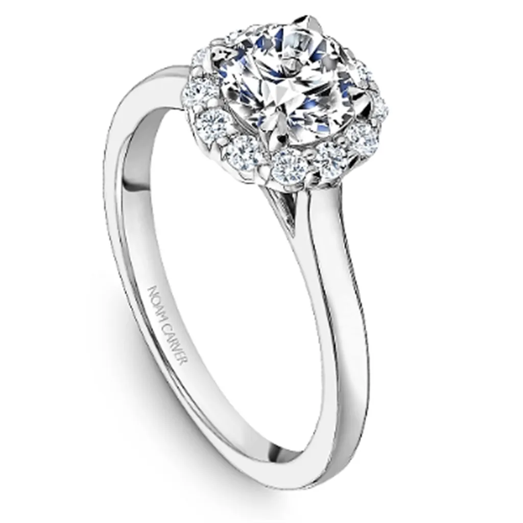 14K White Gold Round Halo 0.26ctw Diamond Engagement Ring