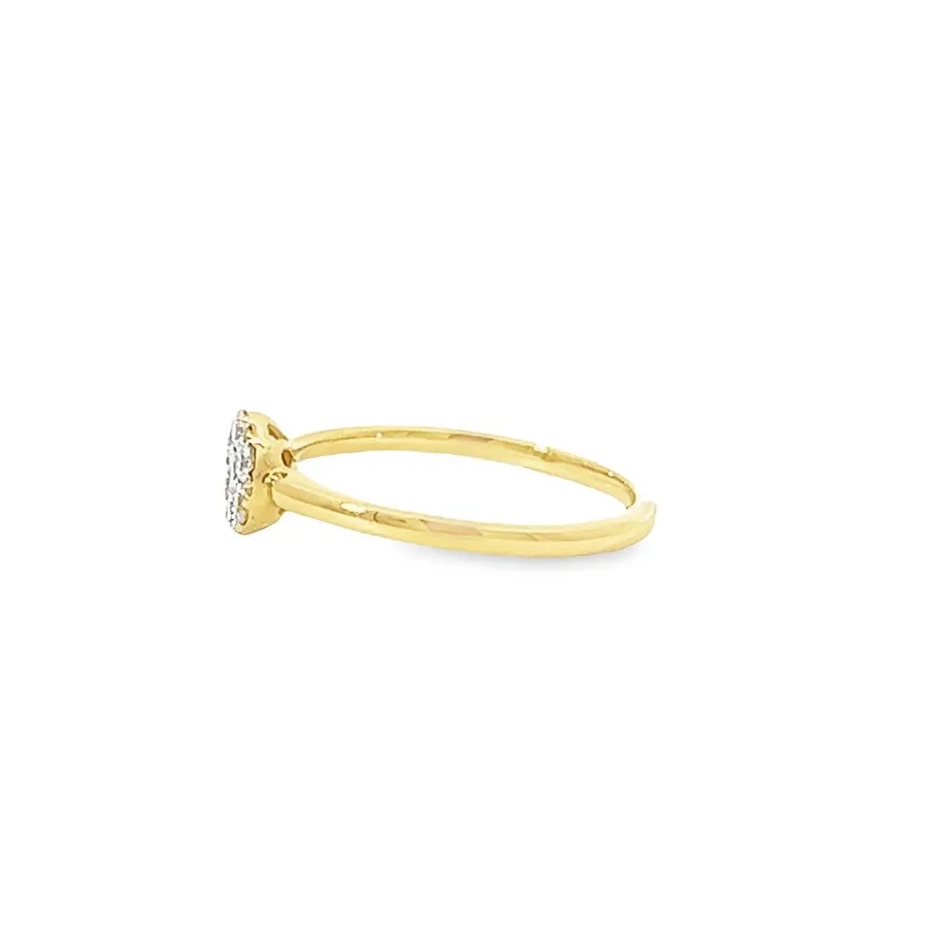 14K Yellow Gold Round 0.25ctw Diamond Cluster Ring