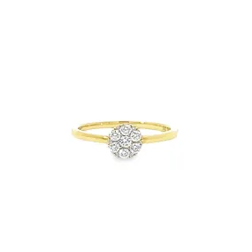 14K Yellow Gold Round 0.25ctw Diamond Cluster Ring