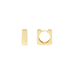 14K Yellow Gold Square Huggie Earrings