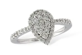 14KW Pear-Shape Cluster Diamond Engagement Ring (Size 7)