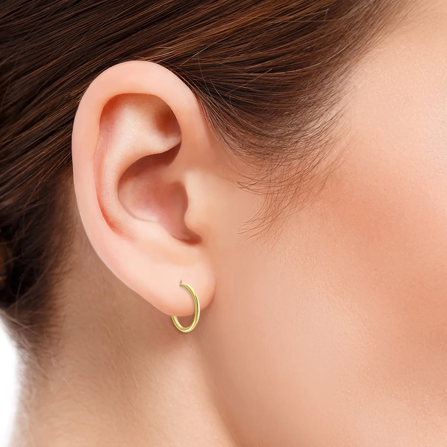 14Mm Endless 14K  Filled Thin Hoop Earrings