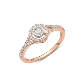 18kt Rose Gold Diamond Cluster Halo Ring