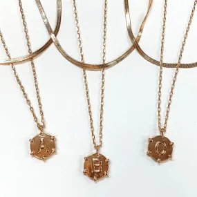 2 Strand Chain Necklace with Circle Initial Pendant in Gold Tone