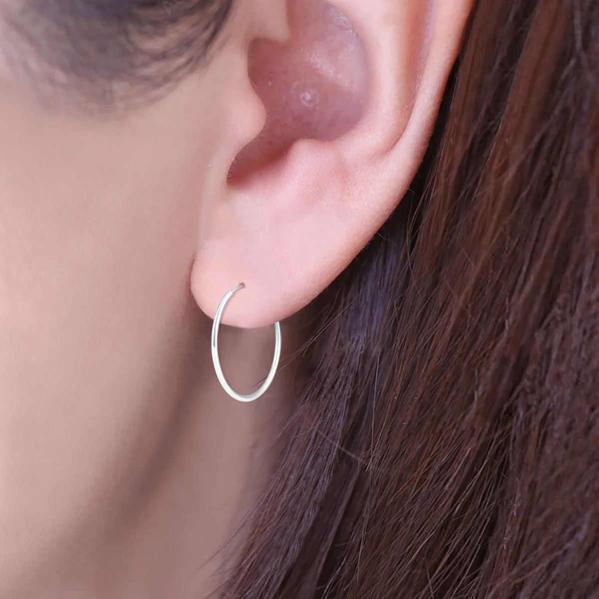 25Mm Endless Hoop Earring In 14K White Gold