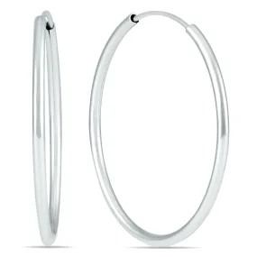 25Mm Endless Hoop Earring In 14K White Gold