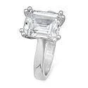 4 Carat Emerald Cut Cubic Zirconia Double Wire Solitaire Ring 14k White Gold