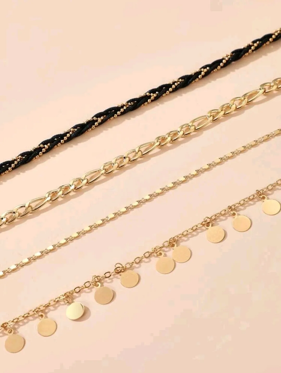 4pcs Round Charm Anklet