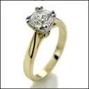 .75 Round Brilliant Cubic Zirconia Center Two Tone 14K Gold Solitaire Ring