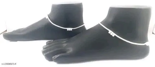 AFJ GOLD Elegant Silver Plated Brass Anklets with Ghungroo - Perfect for Women and Girls"