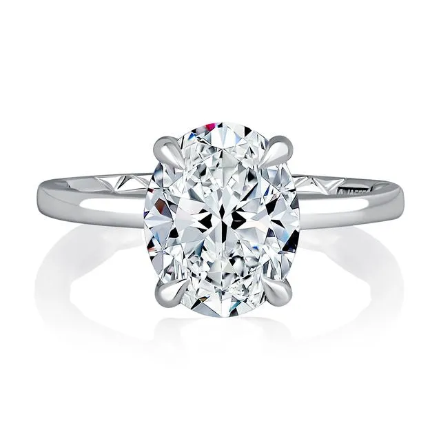 A.Jaffe Engagement Rings Oval Center Diamond Solitaire Engagement Ring with Hidden Halo MECOV3030Q/156