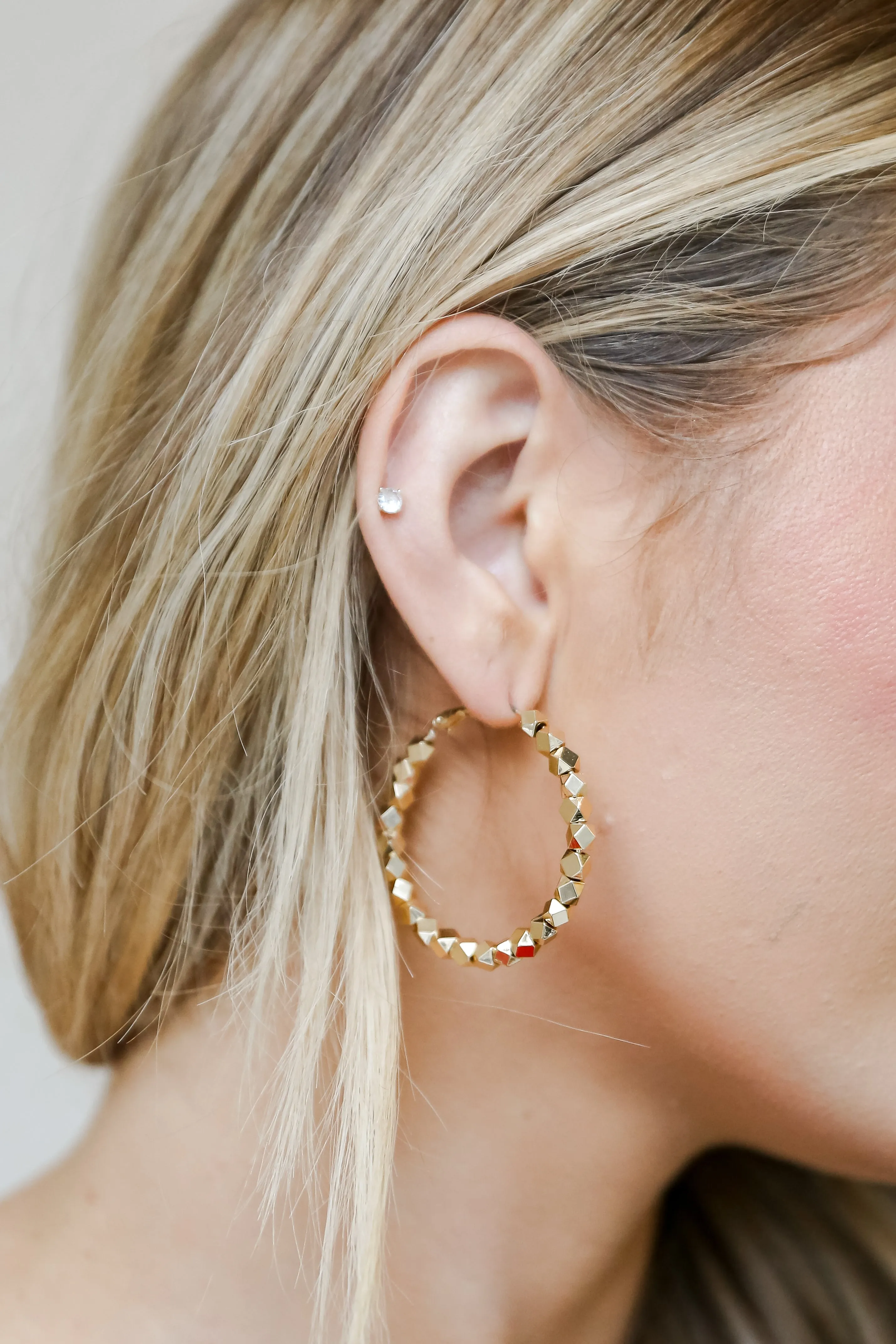 Alexandra Gold Beaded Hoop Earrings