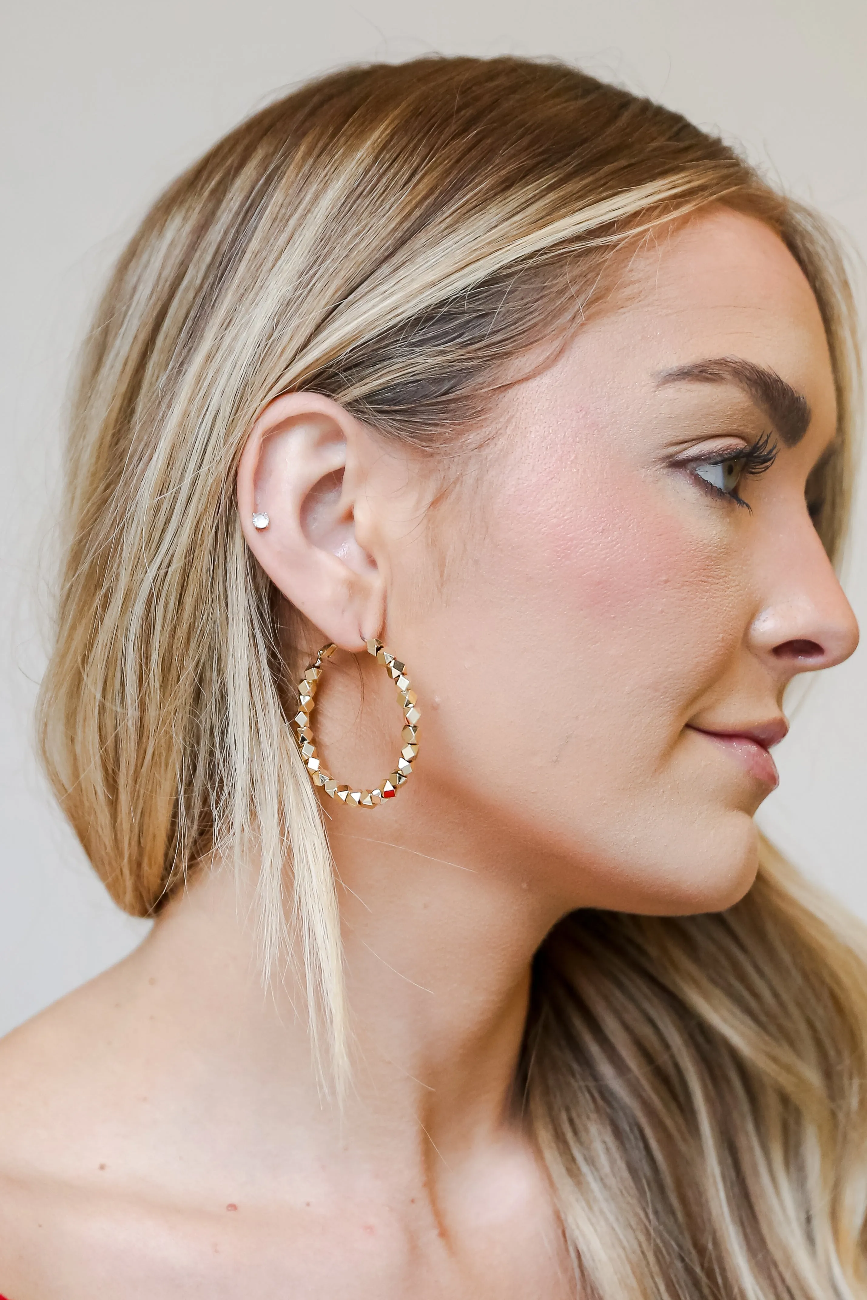 Alexandra Gold Beaded Hoop Earrings