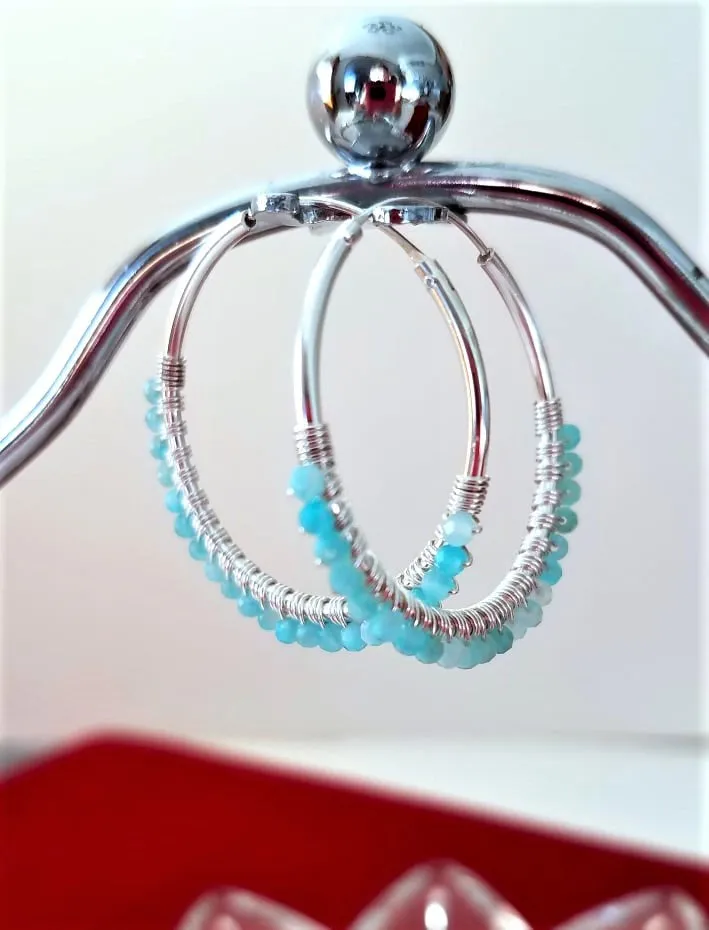 Amazonite Sterling Silver Hoop Earrings