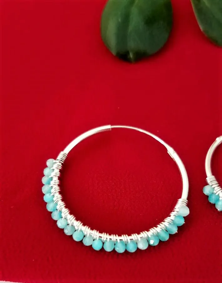 Amazonite Sterling Silver Hoop Earrings