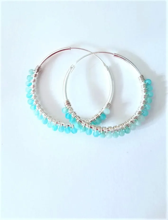 Amazonite Sterling Silver Hoop Earrings