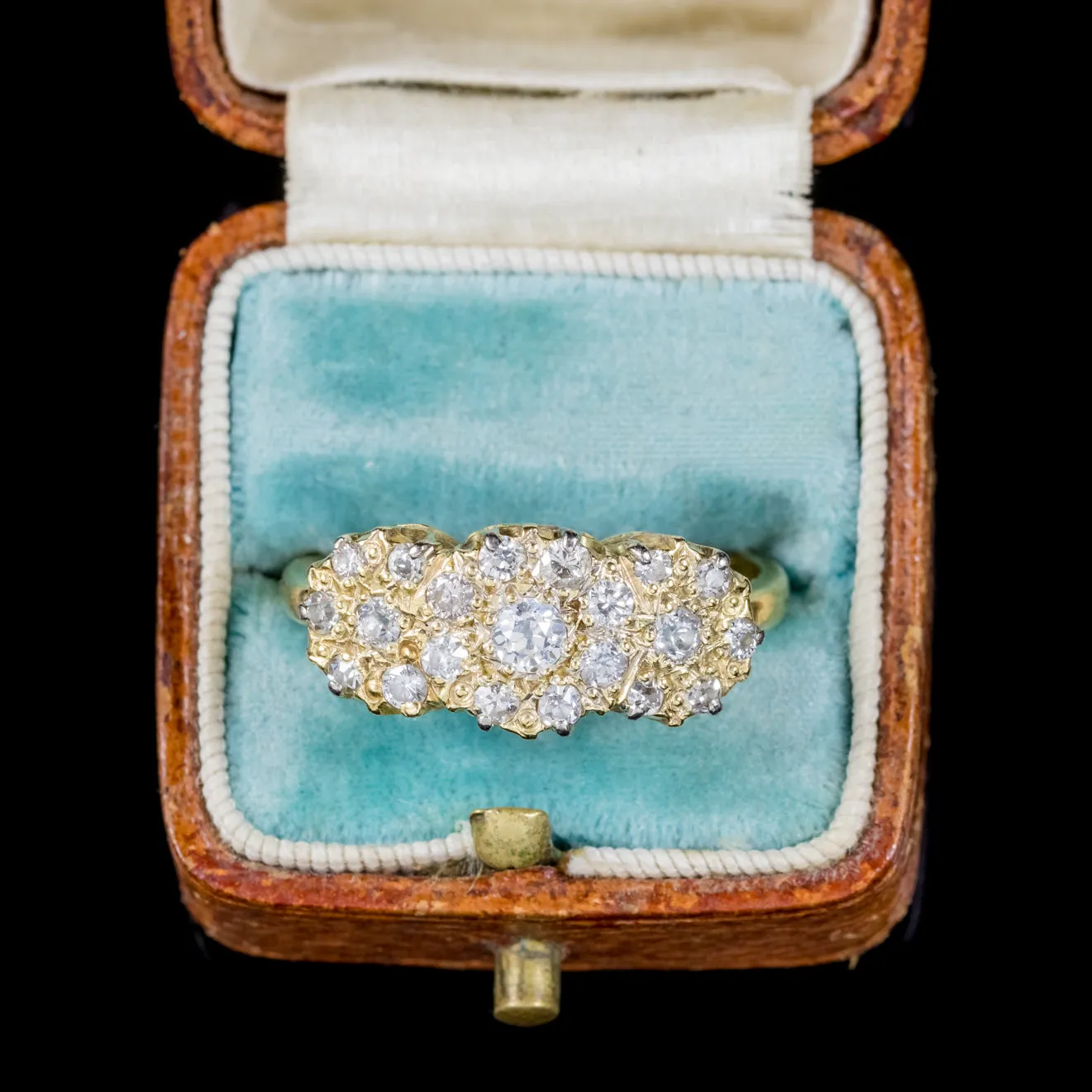 Antique Victorian Diamond Cluster Ring 18Ct Gold 1Ct Of Diamond Circa 1900