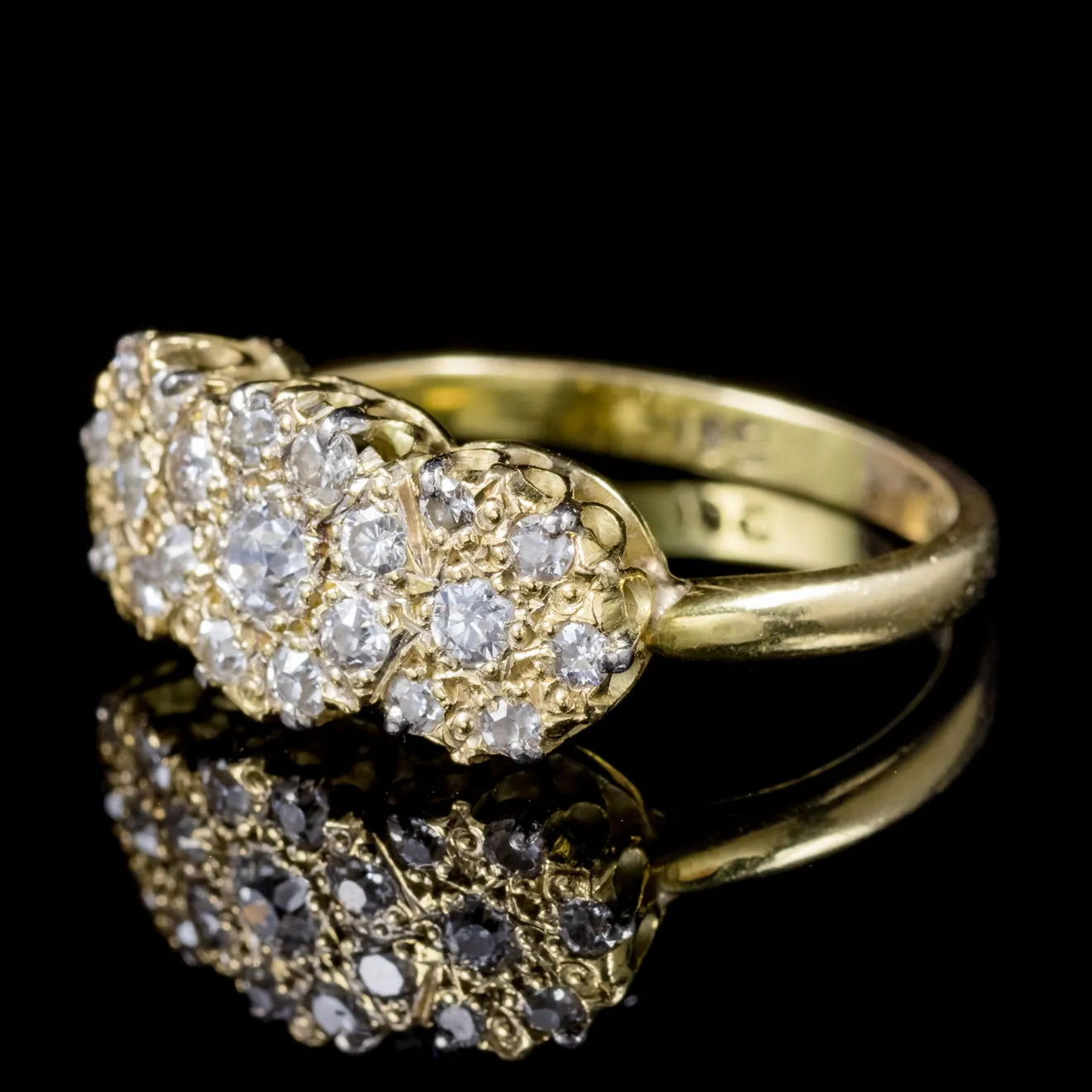 Antique Victorian Diamond Cluster Ring 18Ct Gold 1Ct Of Diamond Circa 1900