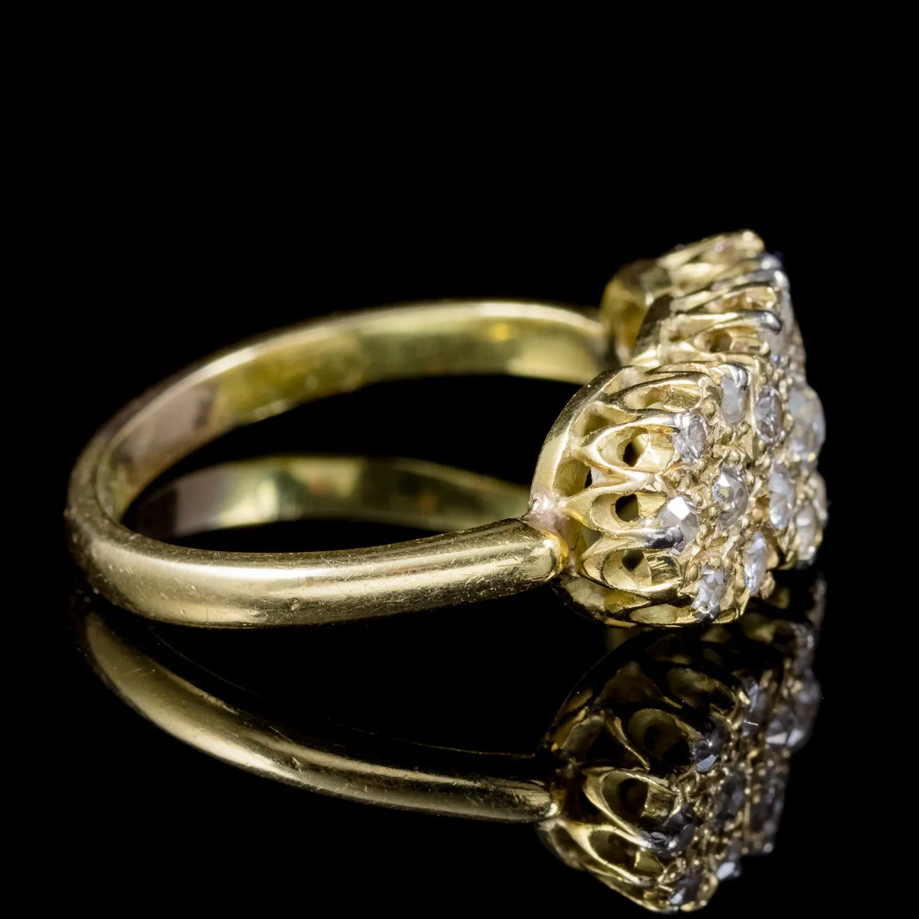 Antique Victorian Diamond Cluster Ring 18Ct Gold 1Ct Of Diamond Circa 1900