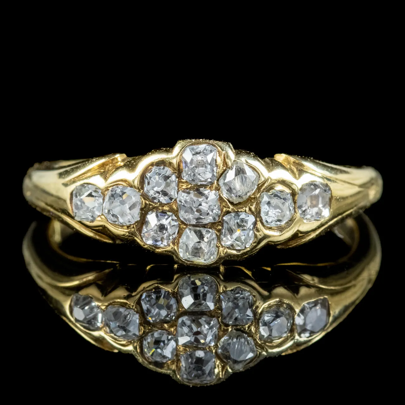 Antique Victorian Diamond Cluster Ring 18ct Gold Circa 1880