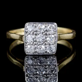 Art Deco Diamond Cluster Engagement Ring 18Ct Gold Platinum Circa 1920