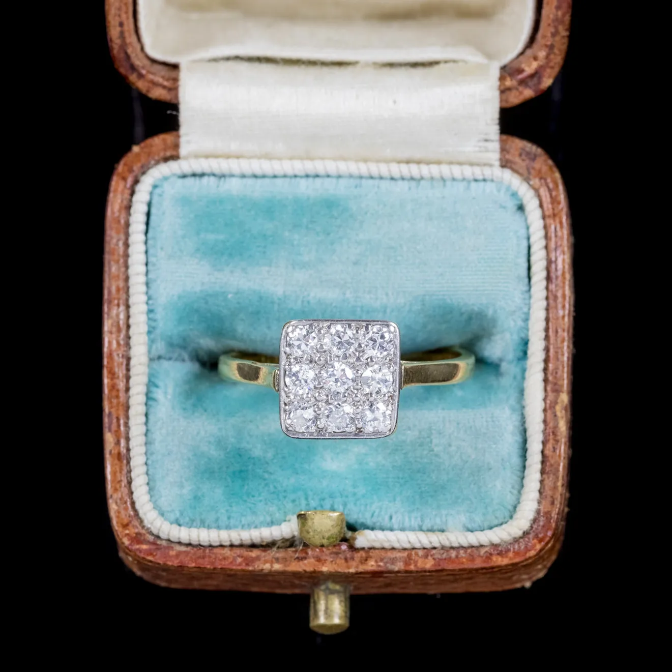 Art Deco Diamond Cluster Engagement Ring 18Ct Gold Platinum Circa 1920