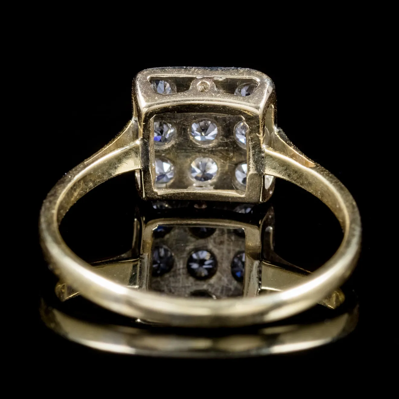 Art Deco Diamond Cluster Engagement Ring 18Ct Gold Platinum Circa 1920