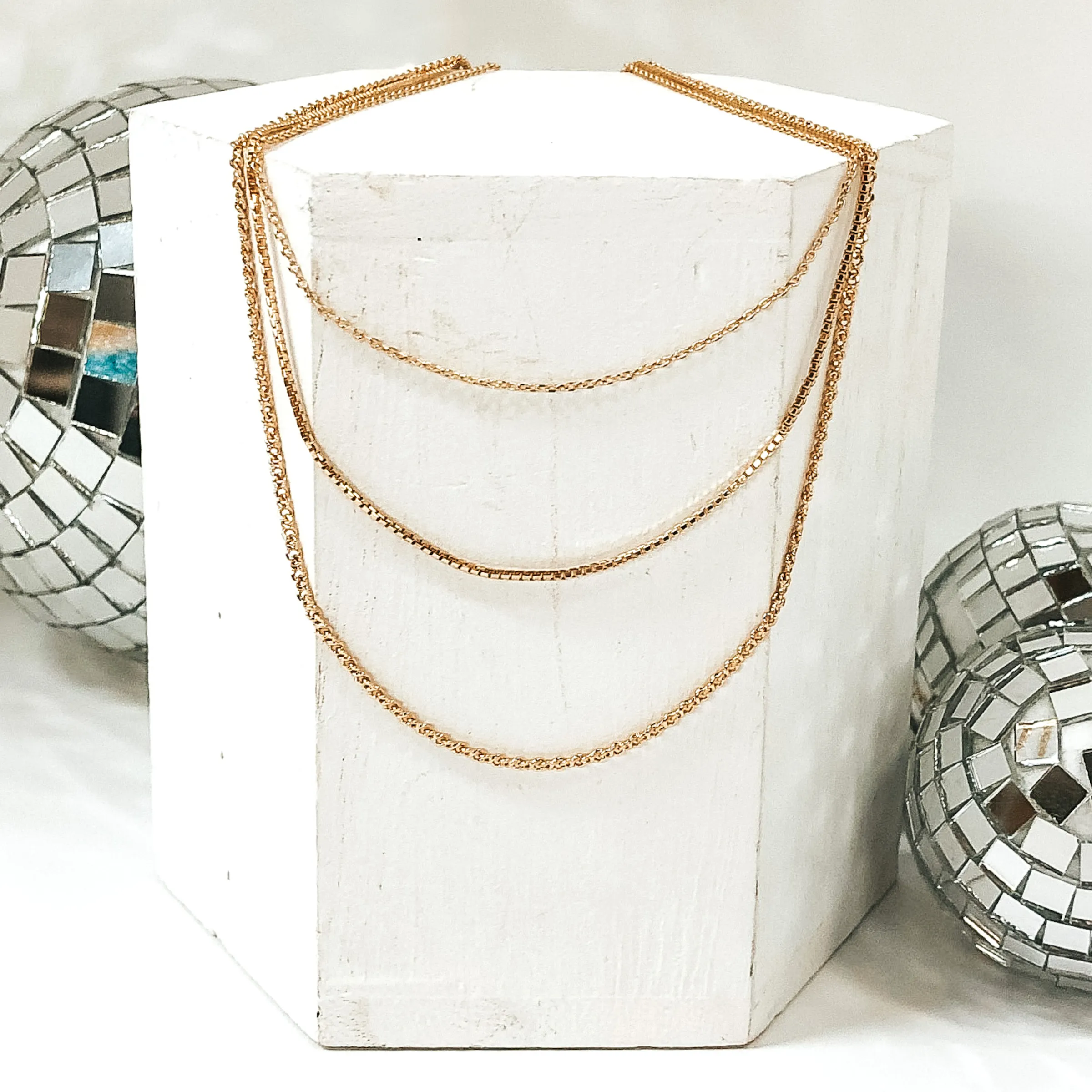 Beauty Within Small Multi Chained Necklace Set in Gold