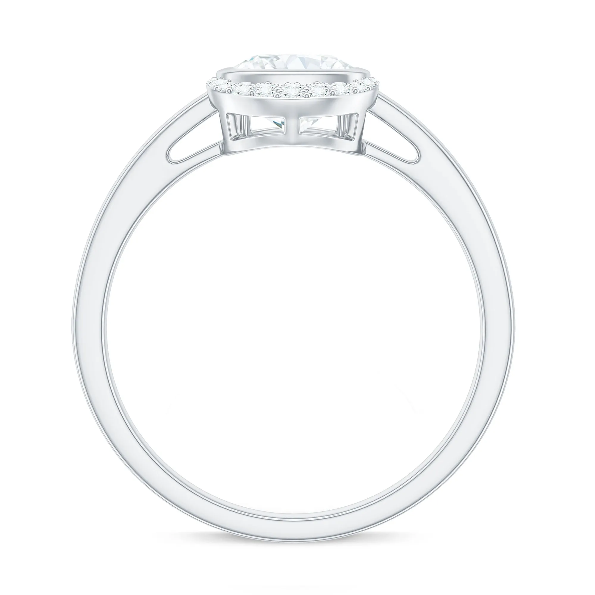 Bezel Set Cushion Cut Moissanite Classic Engagement Ring