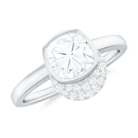 Bezel Set Cushion Cut Moissanite Classic Engagement Ring