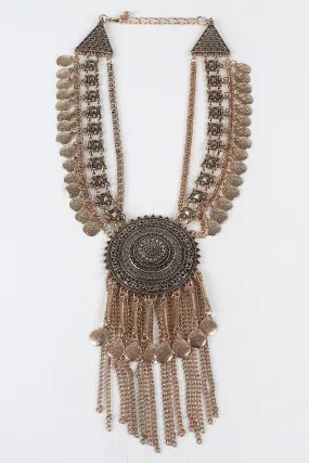 Bold Bronze Tribal Statement Necklace