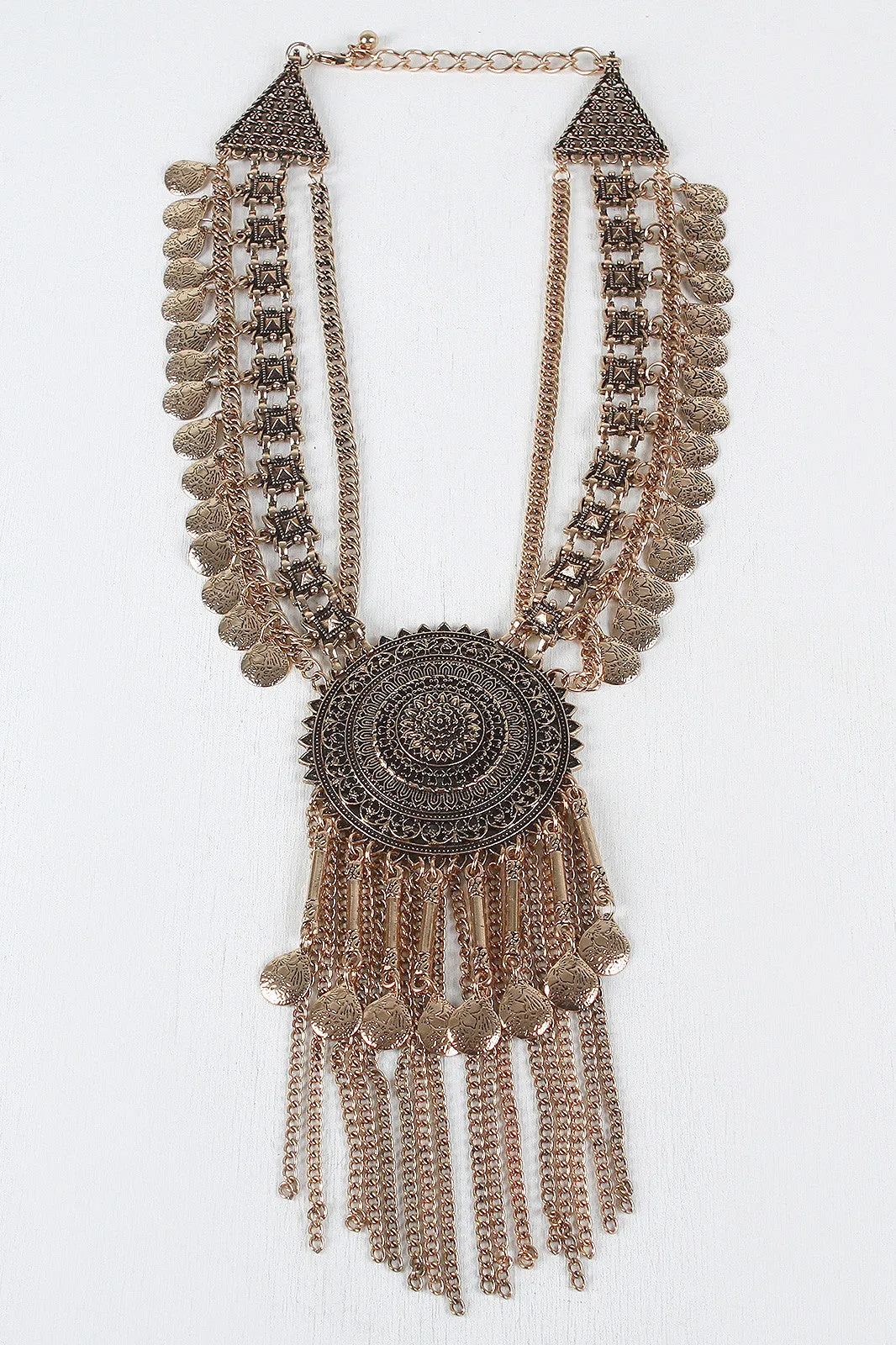 Bold Bronze Tribal Statement Necklace