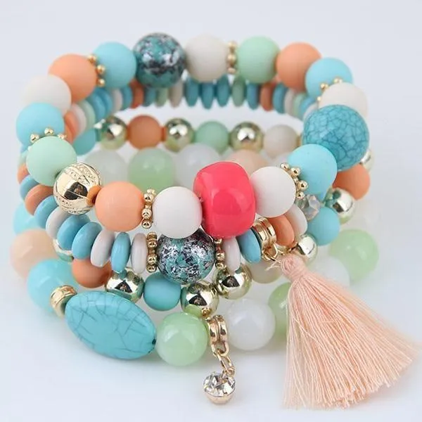 Charm Jewelry Set Beaded Charm Bracelets Set For Women Simple Coins Multilayer Bracelet Bohemian Jewelry 2021