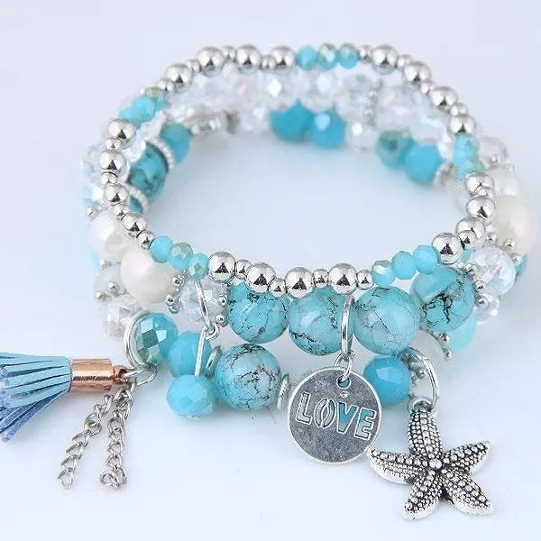 Charm Jewelry Set Beaded Charm Bracelets Set For Women Simple Coins Multilayer Bracelet Bohemian Jewelry 2021